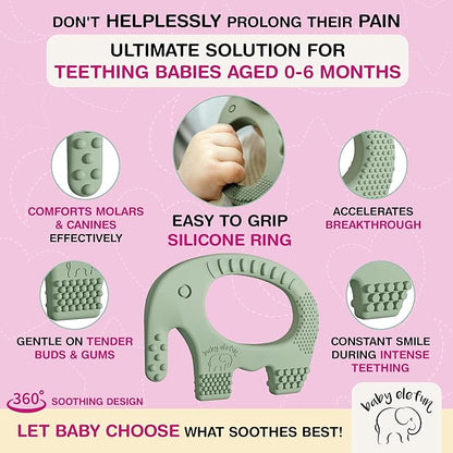 Teething Toys for Babies Age 0 to 6 Months - Baby Elefun 5X Pain Relief Smart Teether