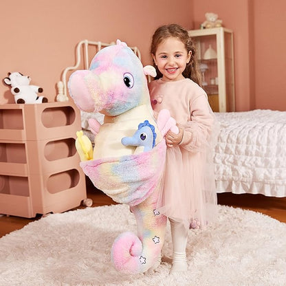 IKASA Giant Seahorse Stuffed Animal Plush Toy,30" Large Sea Horse Cute Jumbo Soft Toys
