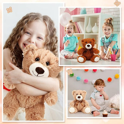 Libima 6 Pcs Operation Valentine's Day Bear Stuffed Animal Plush Toys 14 Inch Soft Bear Plush Dolls Bear Sleeping and Playing Toys for Baby Shower Decorations Boys Girls, Brown
