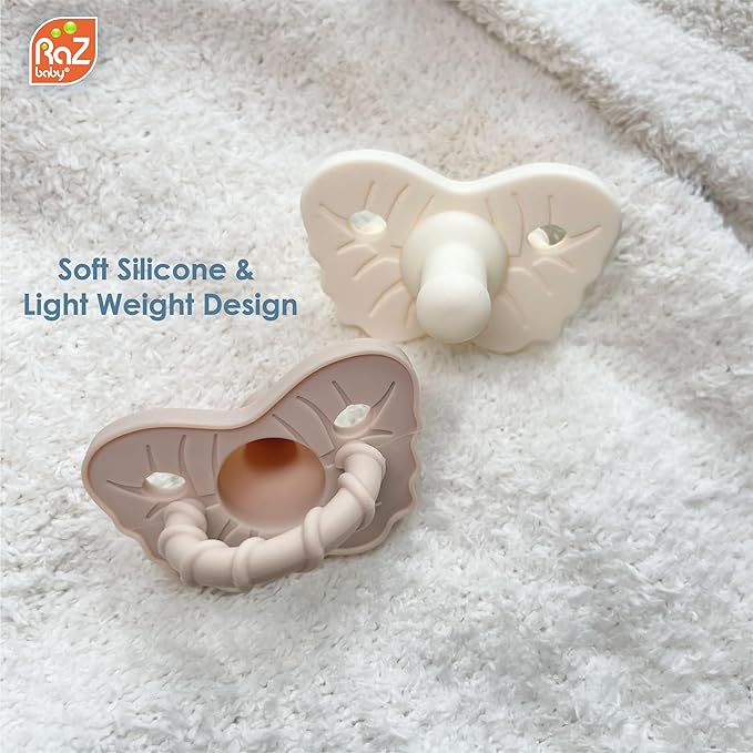 RaZbaby RaZzies Pacifier 4-Pack for Newborns &Infants 0m+ - Natural Nipple Shaped BPA Free Medical Grade Silicone 1 Piece