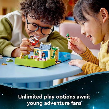 LEGO Disney Peter Pan & Wendy's Storybook Adventure 43220 Portable Playset with Micro Dolls and Pirate Ship, Travel Toy for Kids Ages 5 Plus