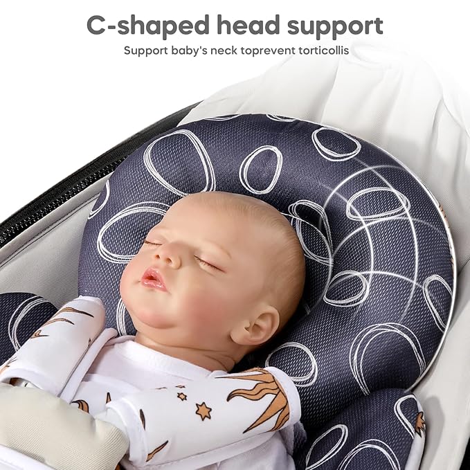 Mamatepe Infant Car Seat Insert, Baby Seat Head and Body Support for Newborn, Soft Breathable, Reversible Design, Fits for Stroller, Baby Swing, Rocker, Bassinets, Pushchair, Yellow