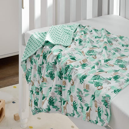 DaysU Silky Micro Soft Plush Baby Blankets for Boys with Print Animal Pattern and Soothing Raised Dots, Double Layer Bed Throws for Baby Crib 30x40 Inches