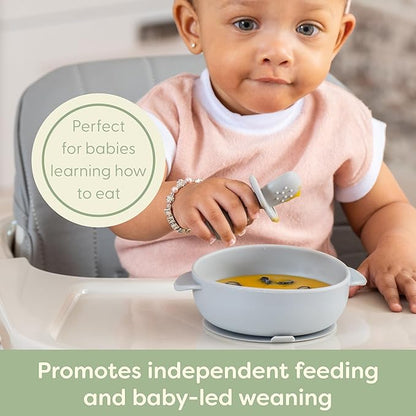 Upward Baby 3 pack Silicone Baby Feeding Spoon with Anti Choke Barrier - Baby Spoons Self Feeding 6 Months, First Stage Infant Supplies and Toddler Utensils, Baby Led Weaning Soft-Tip Training Spoon