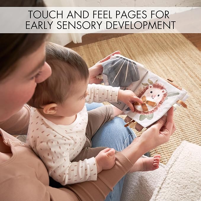ZICOTO Soft Baby Book with Touch and Feel Pages - Cute Sensory Book for Babies 0-6 Months with Textured Animals, Mirror & Crinkle Paper