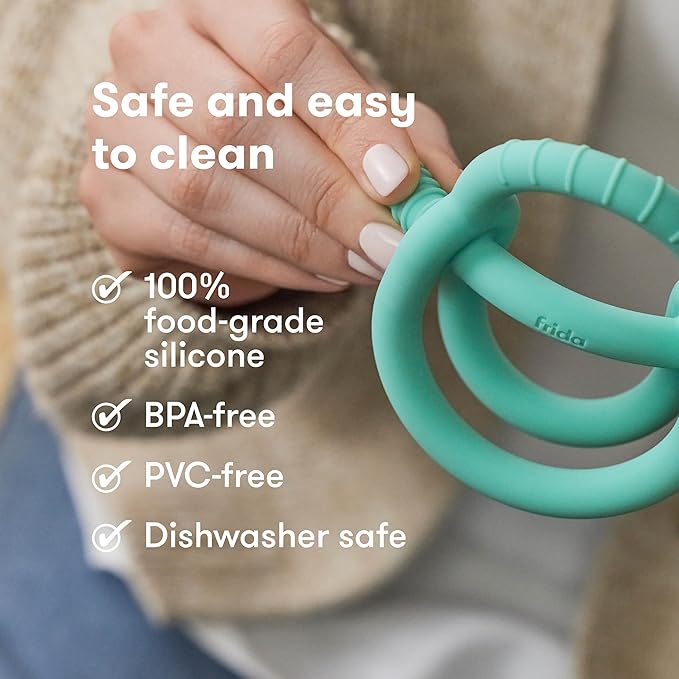 Frida Baby Get-A-Grip BabyTeether for Teething Relief | 100% Food-Grade Silicone Teething Toys for Baby 0-6, 12 18 Months