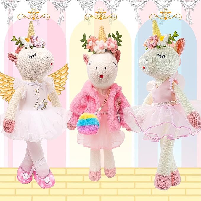 Unicorn Stuffed Animals Plush Ballerina Baby Doll with Doll Carrier 3 4 5 6