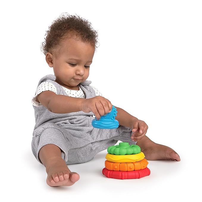 Baby Einstein Stack & Teethe Multi-Textured Easy-to-Grasp 5-Piece Teether Toy 3 Months