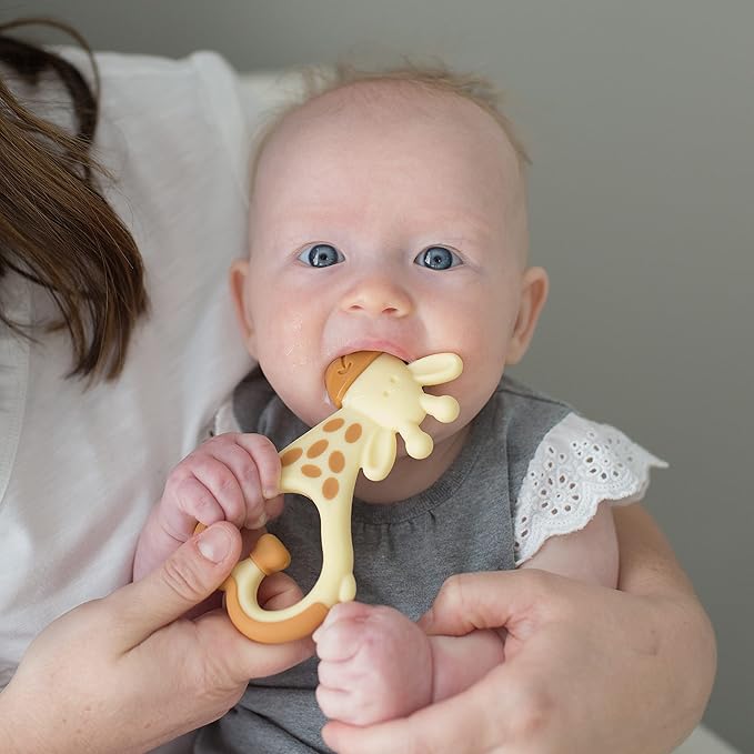 Dr. Brown's Flexees Blue Bunny & Ridgees Giraffe Silicone Baby Teethers, Designed for 3m+ Infants