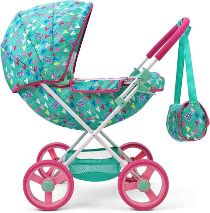 Baby Alive: Deluxe Classic Doll Pram - Green, Pink 18", Matching 3+