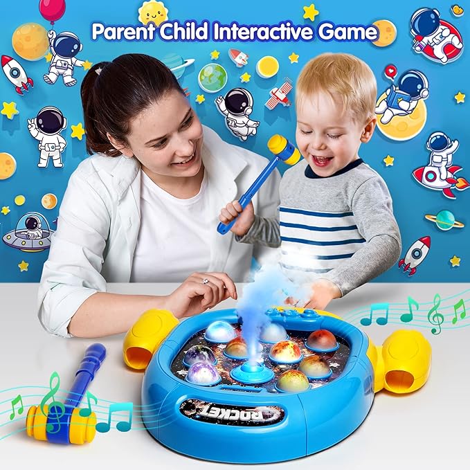 HopeRock Toys for 3 Year Old Boys,Game for Toddlers Light-up,2 Hammer,6 Mode,9 Music,45 3,4+Year Old
