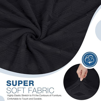 TAOCOCO Oversized Recliner Cover Stretch Recliner Chair Covers, Jacquard Reclining Chair Cover, Furniture Protector Sofa Slipcovers Couch Covers with Elastic Bottom for Kids, Pets (Black)