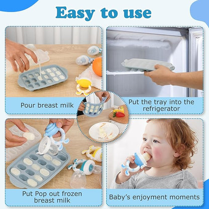 Baby Breastmilk Popsicle Molds & Baby Fruit Feeder-WAJIAYON Silicone Baby