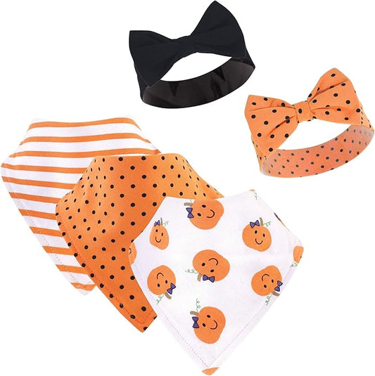 Hudson Baby Unisex BabyCotton Bib and Headband or Caps Set