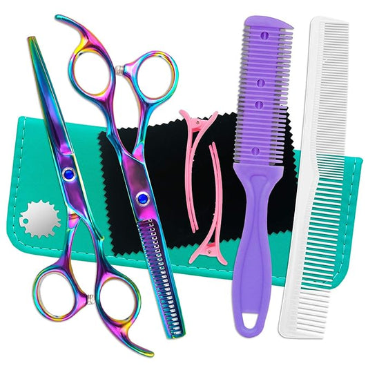 LIGICKY Hair Cutting Scissors Kit Professional Barber Stainless Steel Hairdressing Scissors Set Hair thinning Shears Bang Hair Scissor for Kids/Women/Men/Salon/Home
