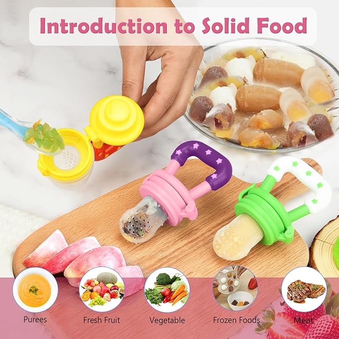 WAJIAYON Baby Fruit Feeder/Food Feeder Pacifier (3 Pack)- Infant Teething Toys | Fruit Pacifier Feeder