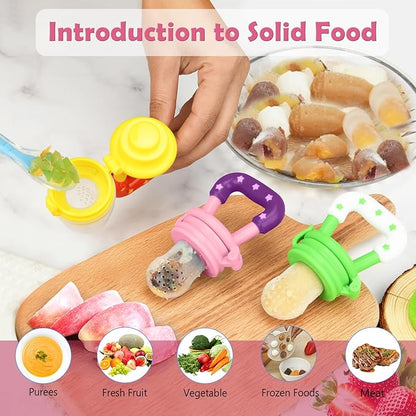 WAJIAYON Baby Fruit Feeder/Food Feeder Pacifier (3 Pack)- Infant Teething Toys | Fruit Pacifier Feeder