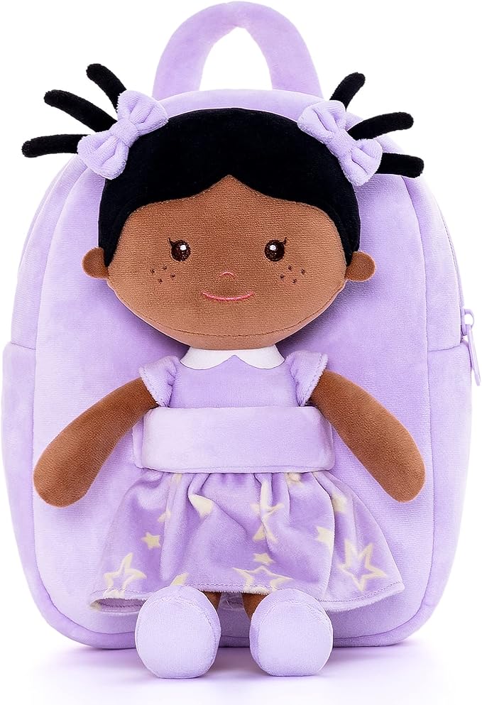 Onetoo Toddler Kids Backpack with Soft Tanned Baby Dolls in 9.5"