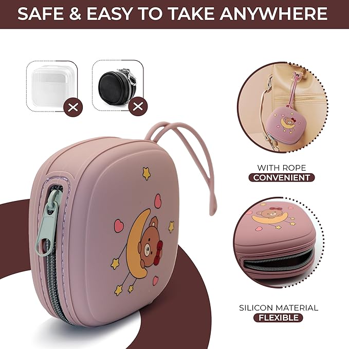 Ecliff Silicone Pacifier Holder Case - Durable, Silicone Pacifier Case for Diaper Bag