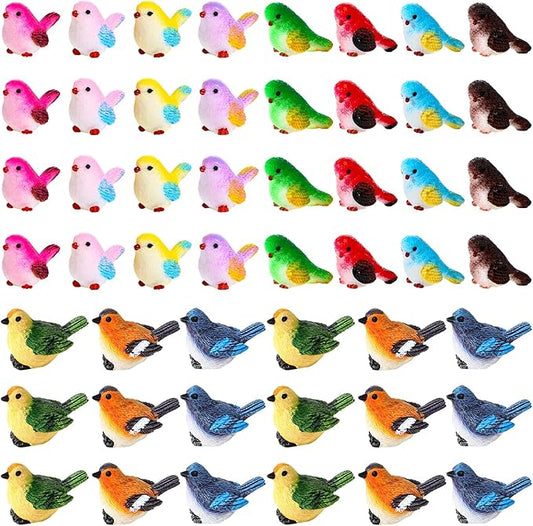 100 Pcs Mini Resin Birds Figurines Miniature Dollhouse Accessories Cute