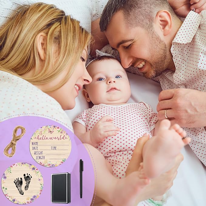 Thyle Baby Announcement Sign Wooden Baby Name Sign for Hospital