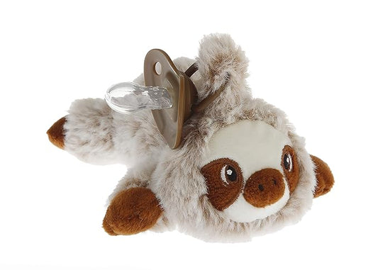 Furry Friend Pacifier Plush Toy - Ultra Soft Cuddly 100% Polyester with Medical Grade Silicone Pacifier (Color Varies), Machine Washable