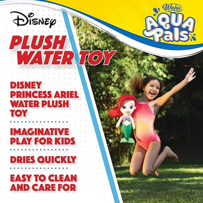 Wahu Aqua Pals Disney Classic Ariel Plush Water Toy for Kids Ages 2+ with AquaDry™ Technology, Washable Plush Doll Toy for Pool and Bathtub
