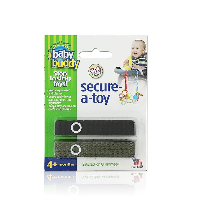 Baby Buddy Secure-a-Toy, Adjustable Pacifier and Teether Strap for Stroller 2 Pack