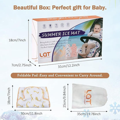 Gel Car Seat Cooler Pad,1 Pack Double Sides-Universal Baby Stroller Ice Cushion Cooler Mat,Summer Cooling Seat Liner,Multifunctional Suitable for Baby Dining Chair,Child Safety Seat (Giraffe+Lion)