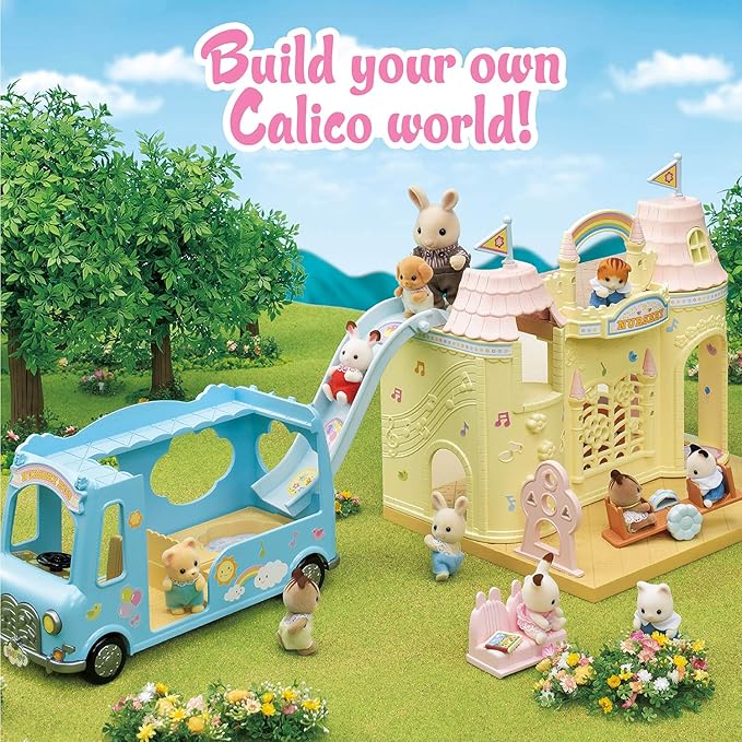 Calico Critters Sunshine Nursery Bus for Dolls, Toy Vehicle seats up to 12 collectible figures