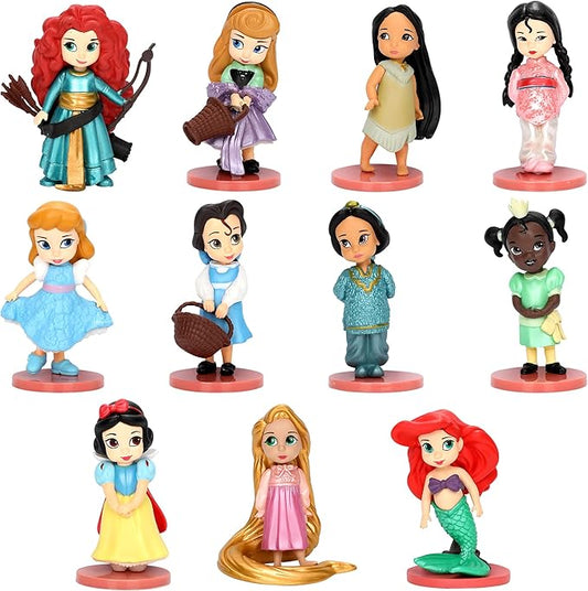 Cartoon Princess Action Figures Set, 11PCS Cute Princess Doll Figurines for Themed Party Decoration