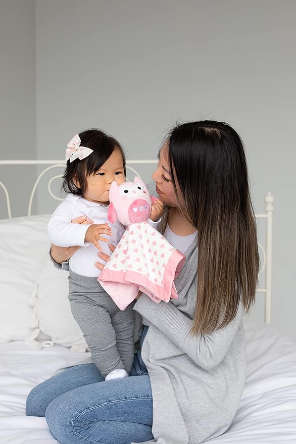 Pearhead Owl Security Blanket, Soft Baby Lovey for Babies