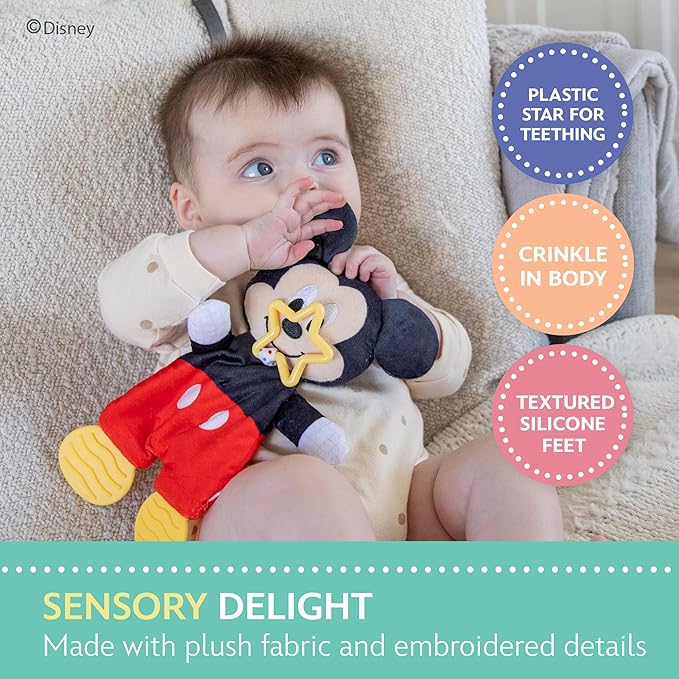 Kids Preferred Disney Baby Mickey Mouse Plush and Sensory Crinkle 10 inches