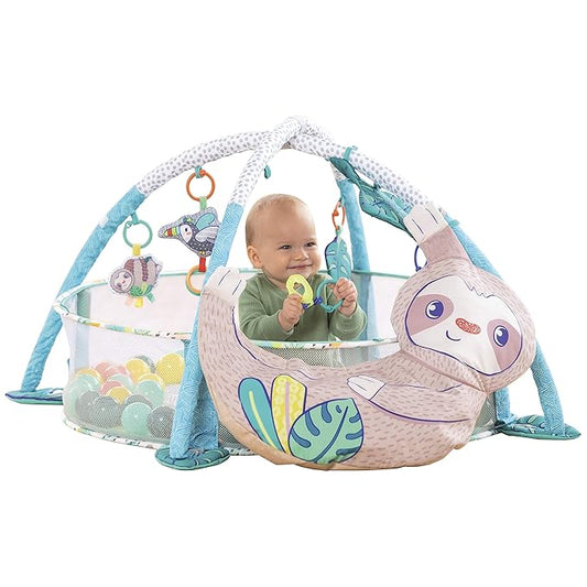 Infantino 4-in-1 Sloth Jumbo - Combination Baby Activity Gym and Ball Pit for Sensory Exploration and Motor Skill Development, for Newborns