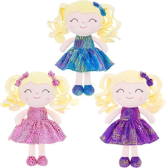 Gloveleya Plush Dolls Figure Toy Bundle Baby Doll Soft Girl 9" (3pcs)