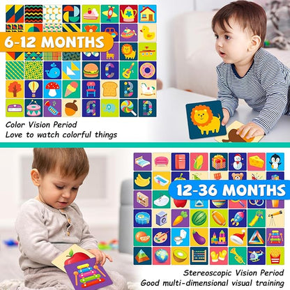 High Contrast Baby Flash Cards Baby Visual Stimulation Cards, 192Page Black and White Colorful Baby Toys for 0-3-6-12-36 Months Newborn Infant