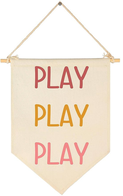 Play Play Play-Nursery Wall Flag Decor, Bedroom Decor