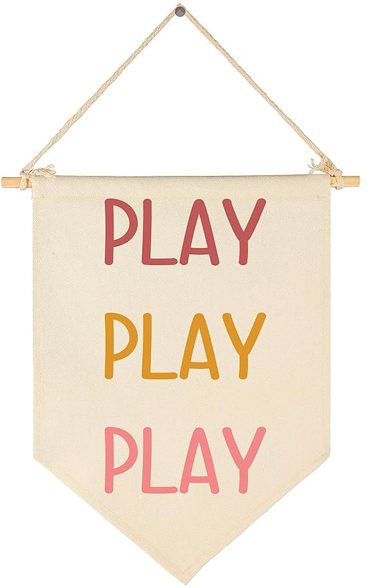 Play Play Play-Nursery Wall Flag Decor, Bedroom Decor