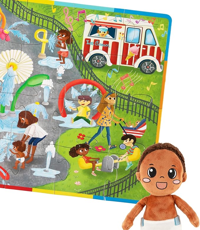 Upbounders Splash Park Baby | Black Brown Boy Doll, Cute Soft Plush Doll Toys 18MO 2 3, 12