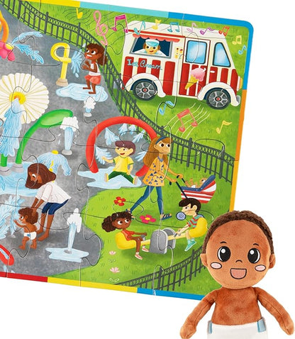 Upbounders Splash Park Baby | Black Brown Boy Doll, Cute Soft Plush Doll Toys 18MO 2 3, 12