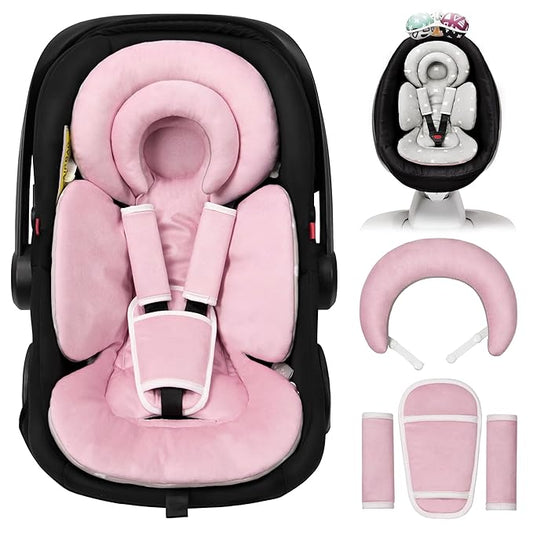 Infant Car Seat Insert with Extra Cushion for Preemie to Infants, Reversible Newborn Carseat Insert Head Support, Fits for Stroller, Baby Swing, Rocker, Bassinets, Pushchair (Pink)
