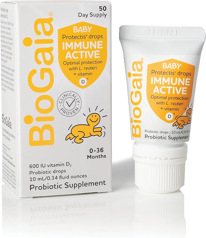 BioGaia Immune Active Baby Probiotic Drops + Vitamin D | for Digestive & Immune Health 0-36 Months 50 Day