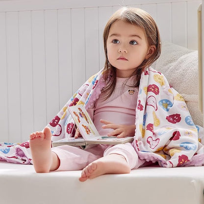 DaysU Silky Micro Soft Plush Baby Blankets for Girls with Print Floral Pattern and Soothing Raised Dots, Double Layer Bed Throws for Baby Crib 30x40 Inches