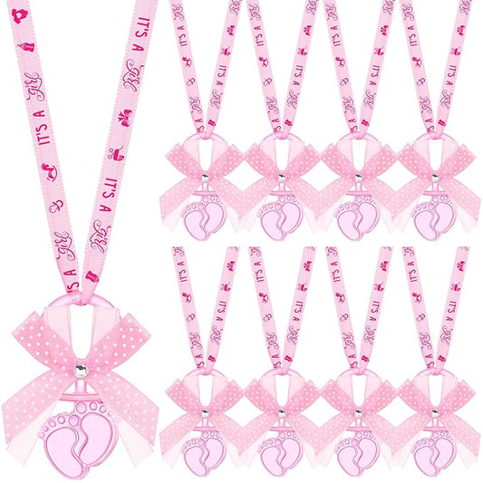 TrelaCo 60 Pcs Baby Feet Shower Pacifiers Necklace Acrylic Baby
