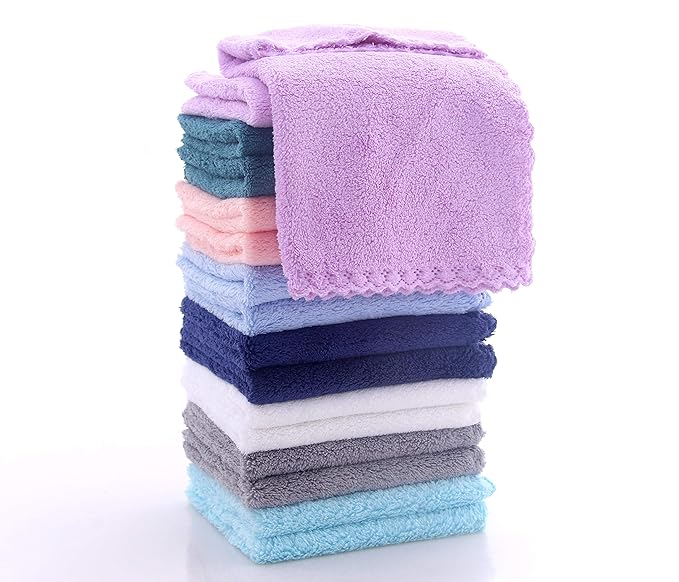 16 Pack Baby Washcloths - Luxury Multicolor Coral Fleece 10x10 Inch
