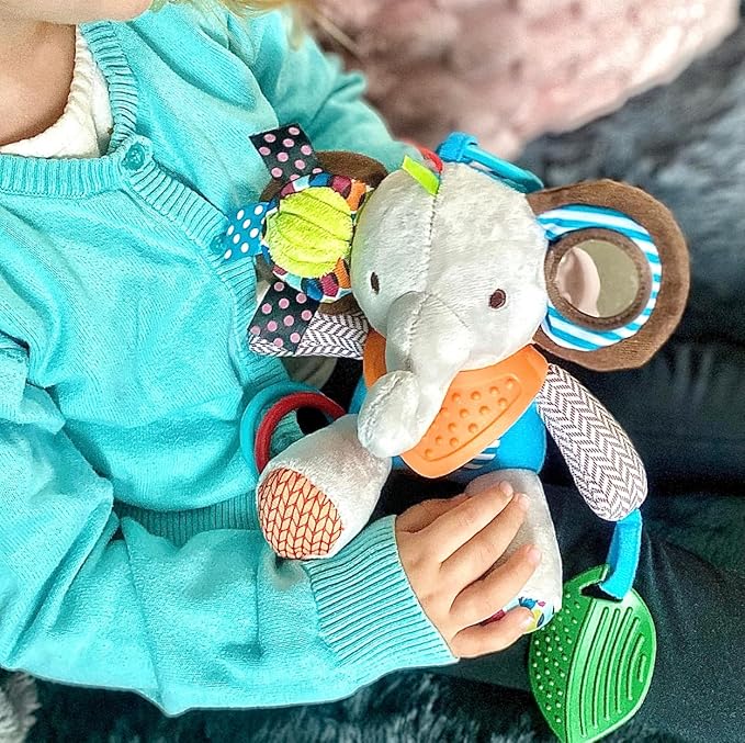 Maple Toys - 5-in-1 Multi-Sensory Plush Toy with Teethers, Rattles