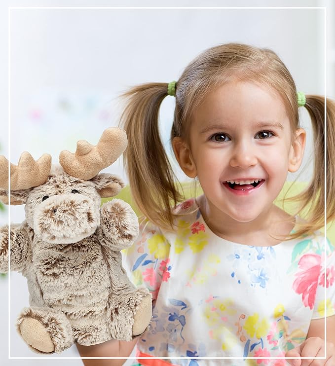 DolliBu Moose Plush Hand Puppet For Kids - Soft Plush