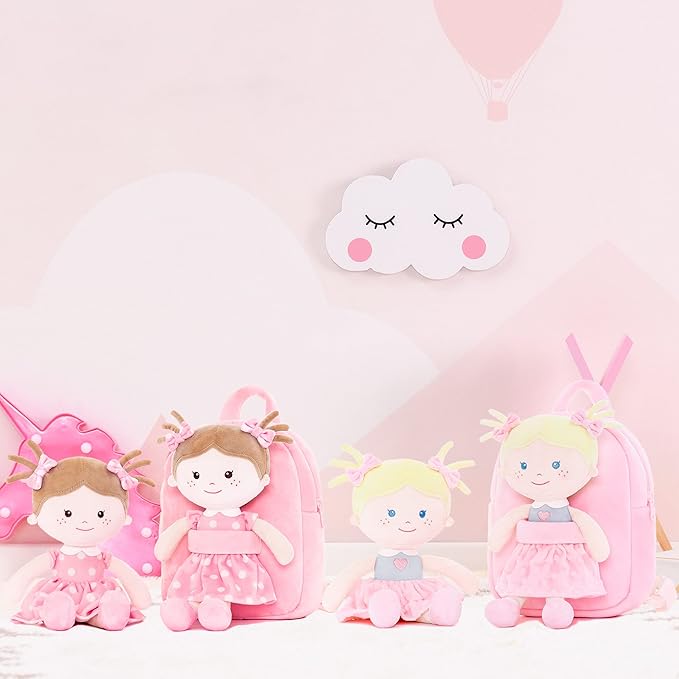 Onetoo Toddler Backpack Kids Backpacks with Soft Light Baby Dolls 9.5"