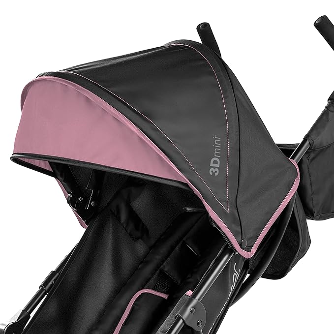 Summer by Ingenuity 3D Mini Convenience Stroller – Lightweight Stroller with Compact Fold, Multi-Position Recline, Canopy with Pop Out Sun Visor and More – Umbrella Stroller for Travel, Pink