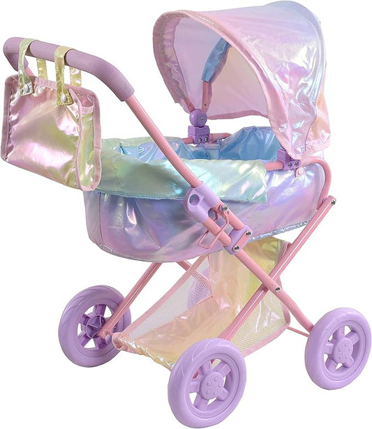 Olivia’s Little World - Baby Doll Bassinet Stroller, Baby Doll Pram Stroller Buggy for 3 Year Old Girls Toddlers 2 in 1 Deluxe 16" Dolls,